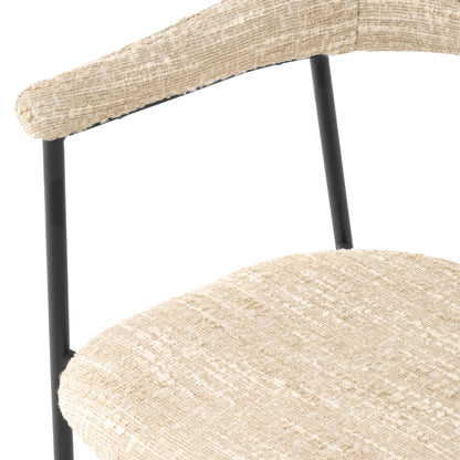 Eichholtz Julio Dining Chair, Bouclé Sonata Cream, Black Legs (A118714)