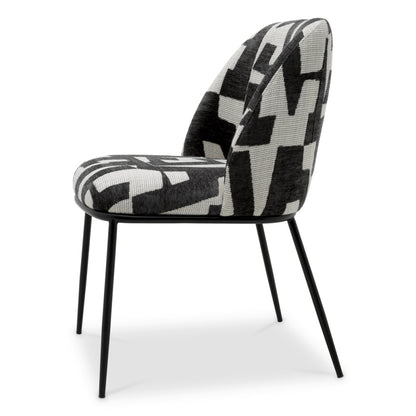 Eichholtz Caleb Dining Chair, Brooklyn Black, Black Legs (A118715)