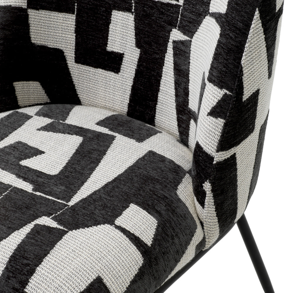 Eichholtz Caleb Dining Chair, Brooklyn Black, Black Legs (A118715)