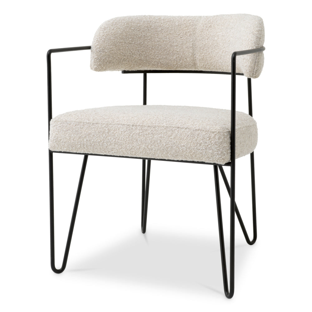 Eichholtz Giuseppe Dining Chair, Bouclé Chalk White, Black Legs (A118718)