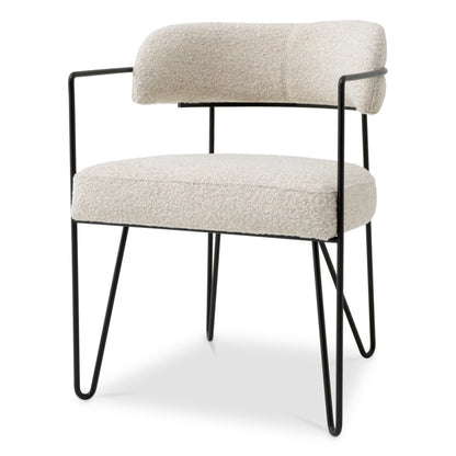 Eichholtz Giuseppe Dining Chair, Bouclé Chalk White, Black Legs (A118718)