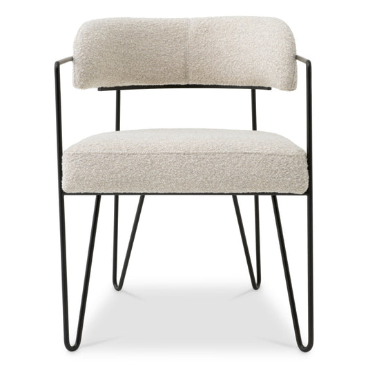 Eichholtz Giuseppe Dining Chair, Bouclé Chalk White, Black Legs (A118718)