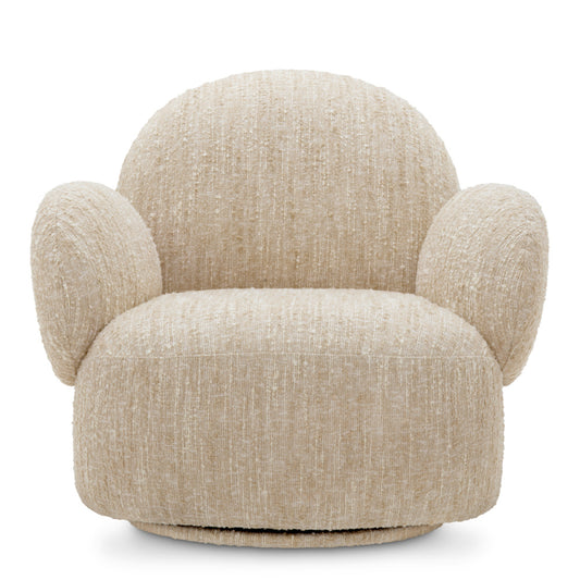 Eichholtz Madrone Swivel Chair, Bouclé Sonata Cream, Swivel Base (A118834)