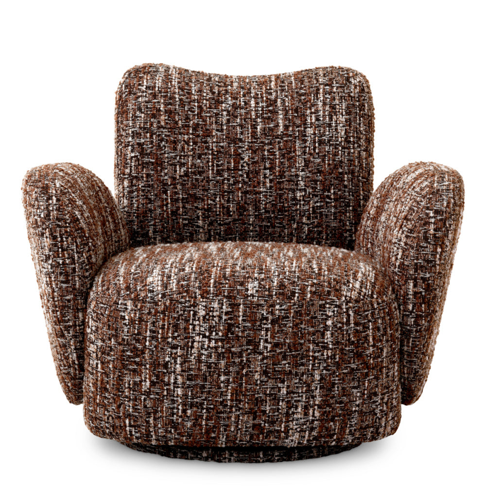 Eichholtz Merida Swivel Chair, Bouclé Sonata Red, Swivel Base (A118836)