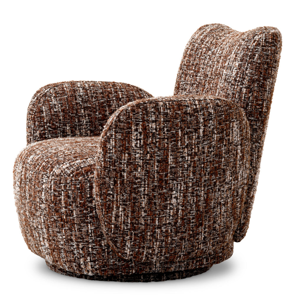 Eichholtz Merida Swivel Chair, Bouclé Sonata Red, Swivel Base (A118836)