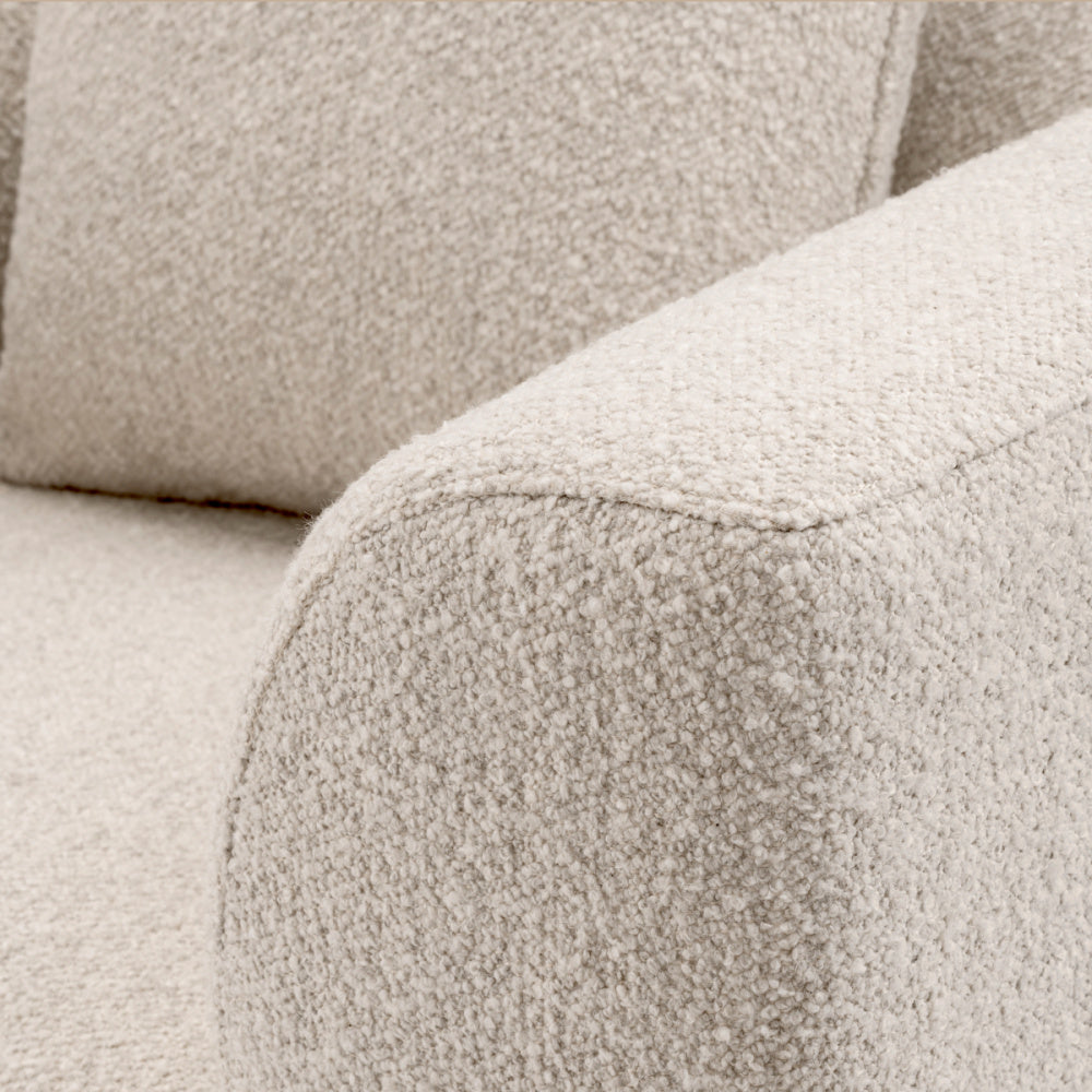 Eichholtz Brannan Chair, Bouclé Chalk White, Brown Wooden Base (A118862)