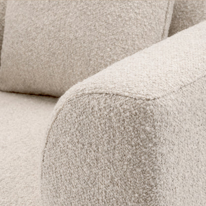 Eichholtz Brannan Chair, Bouclé Chalk White, Brown Wooden Base (A118862)