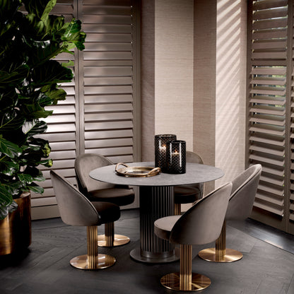 Eichholtz Dorland Dining Chair, Brushed Brass, Roche Dark Grey Velvet, Swivel Base (A119129)