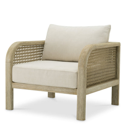 Eichholtz Julian Outdoor Chair, Aged Teak, Beige Rope, Viola Sand (A119249)