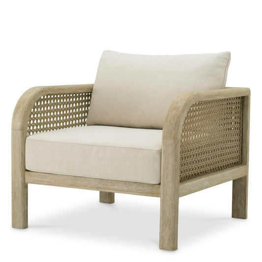 Eichholtz Julian Outdoor Chair, Aged Teak, Beige Rope, Viola Sand (A119249)
