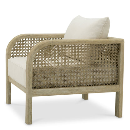 Eichholtz Julian Outdoor Chair, Aged Teak, Beige Rope, Viola Sand (A119249)