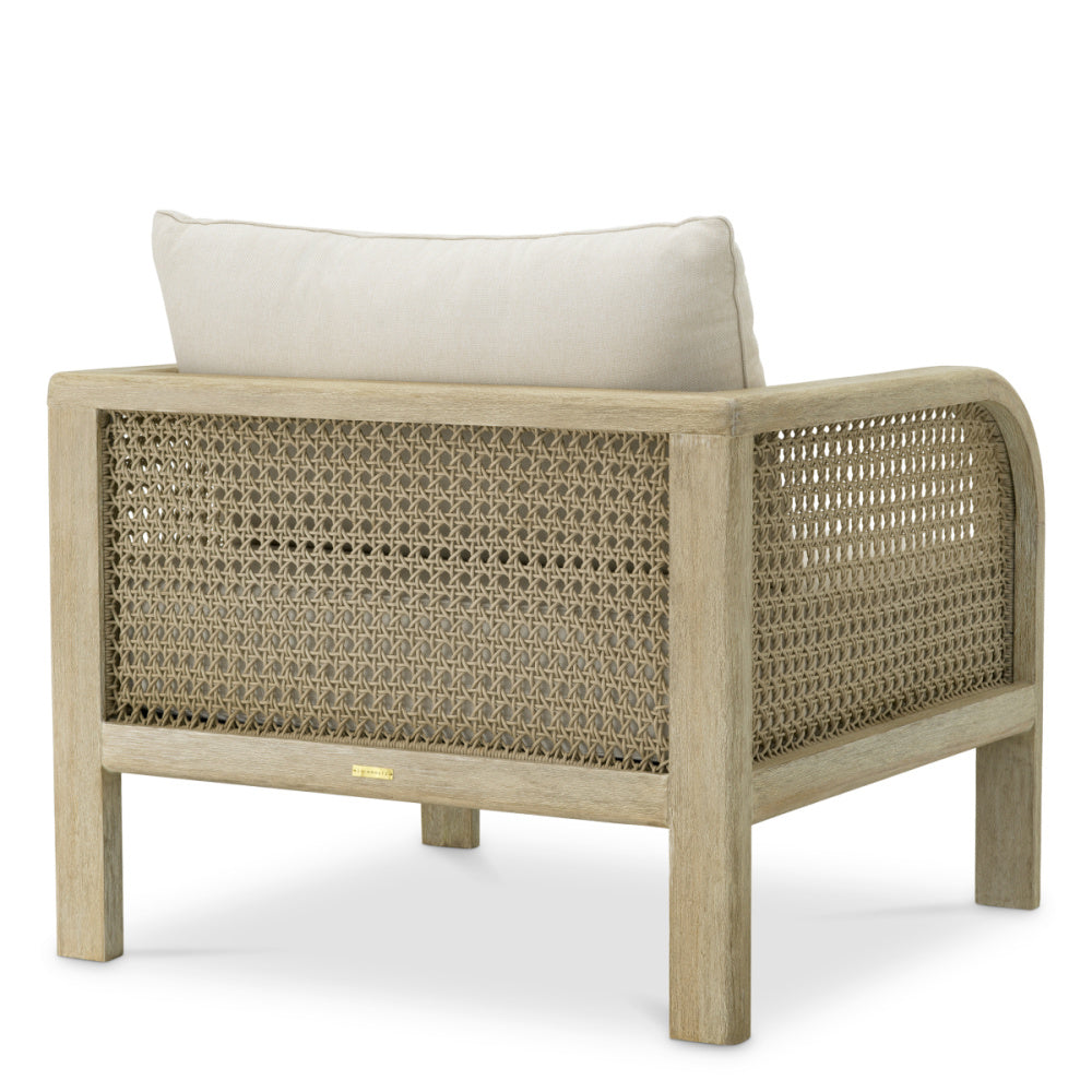 Eichholtz Julian Outdoor Chair, Aged Teak, Beige Rope, Viola Sand (A119249)