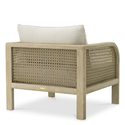 Eichholtz Julian Outdoor Chair, Aged Teak, Beige Rope, Viola Sand (A119249)