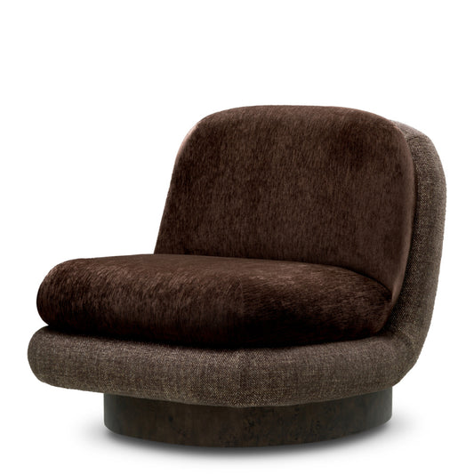 Eichholtz Galiano Swivel Chair, Bayard Brown, Renato Brown, Black Swivel Base (A119301)