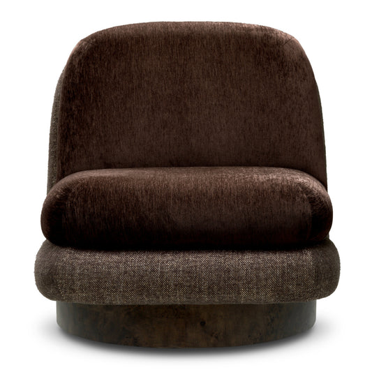 Eichholtz Galiano Swivel Chair, Bayard Brown, Renato Brown, Black Swivel Base (A119301)