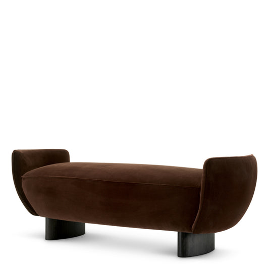 Eichholtz Stirling Bench, Brown Velvet, Black Legs (A119394)