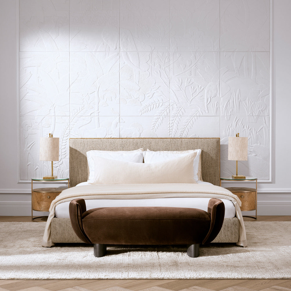Eichholtz Stirling Bench, Brown Velvet, Black Legs (A119394)