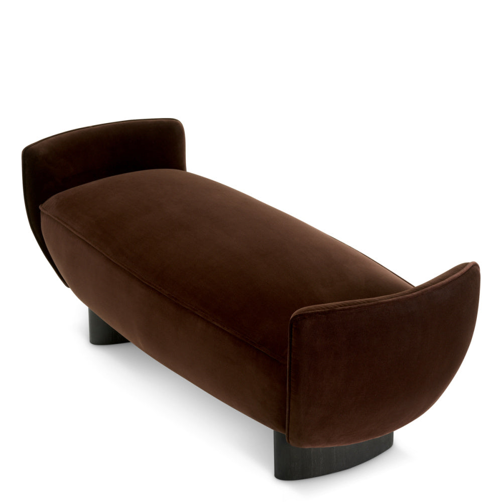 Eichholtz Stirling Bench, Brown Velvet, Black Legs (A119394)