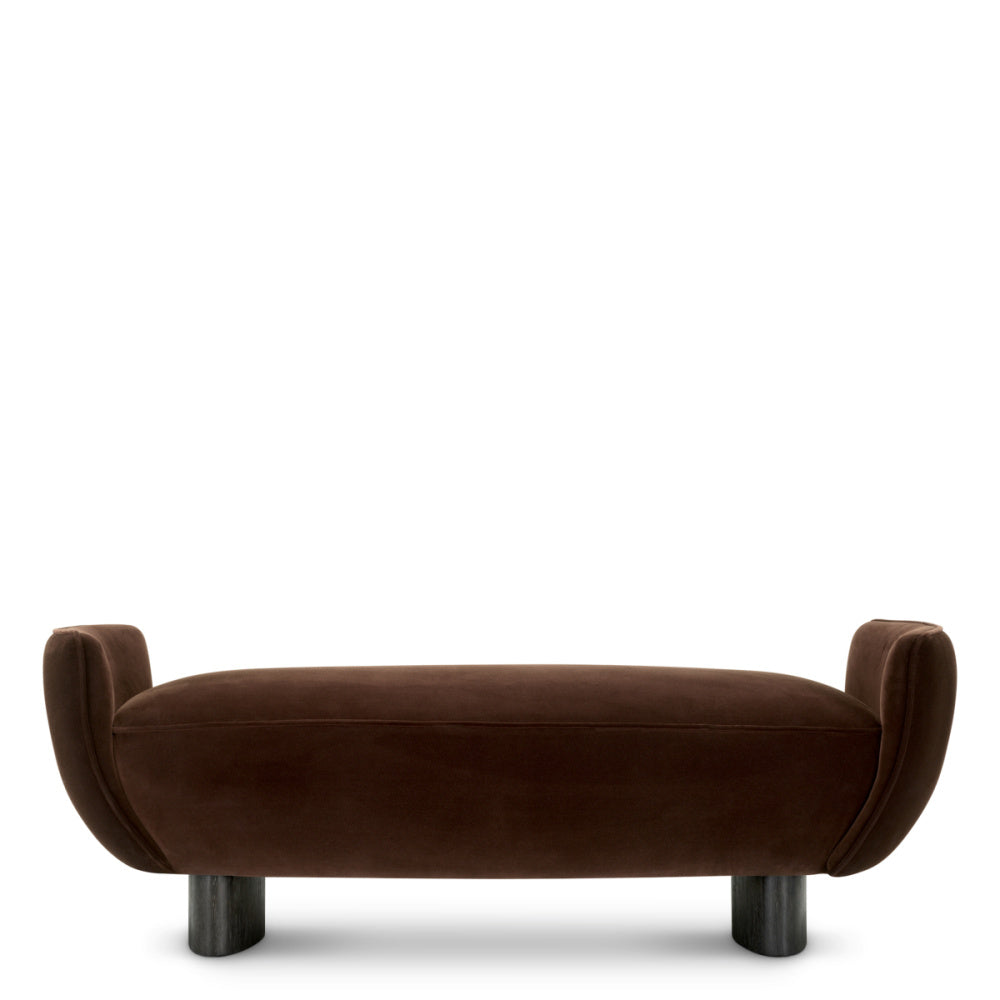 Eichholtz Stirling Bench, Brown Velvet, Black Legs (A119394)