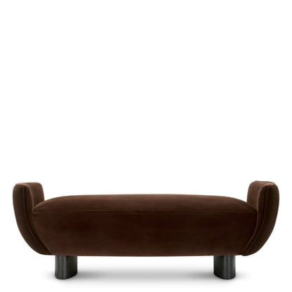 Eichholtz Stirling Bench, Brown Velvet, Black Legs (A119394)