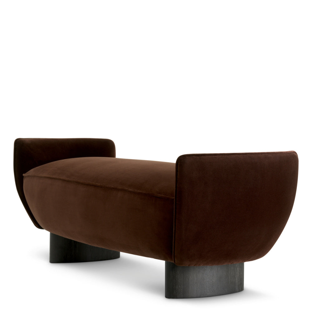 Eichholtz Stirling Bench, Brown Velvet, Black Legs (A119394)