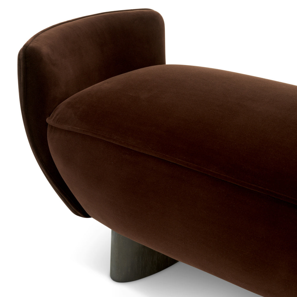 Eichholtz Stirling Bench, Brown Velvet, Black Legs (A119394)