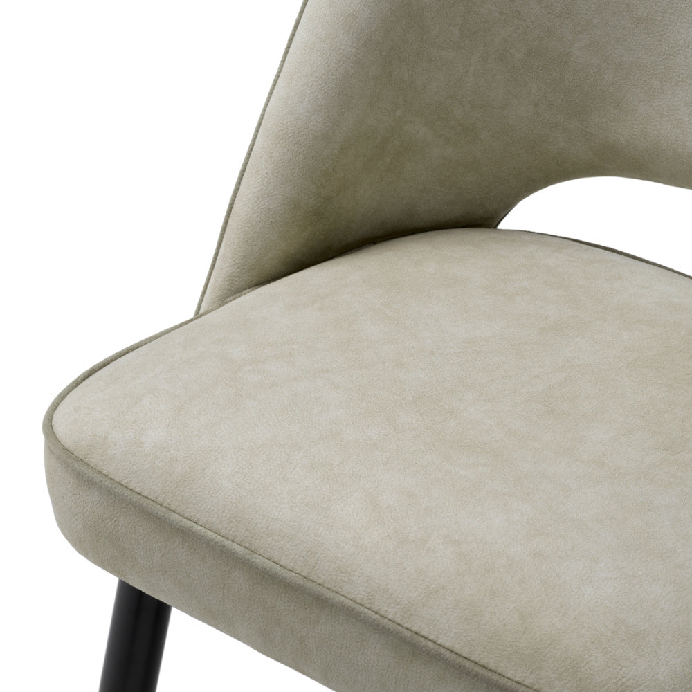 Eichholtz Cliff Dining Chair, Mayer Silver, Grey Piping, Black And Brass Legs (A119446)