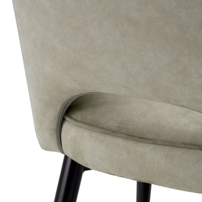 Eichholtz Cliff Dining Chair, Mayer Silver, Grey Piping, Black And Brass Legs (A119446)