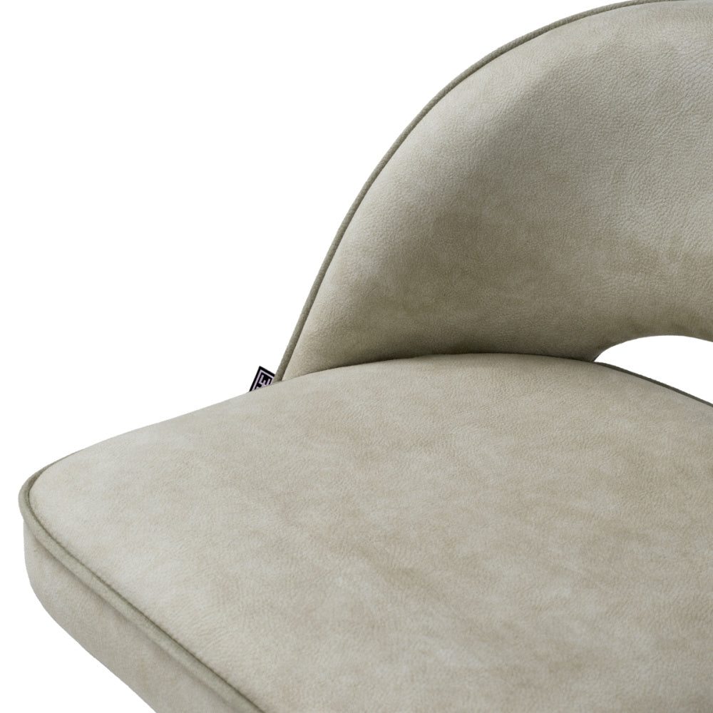 Eichholtz Cliff Bar Stool, Mayer Silver, Grey Piping, Black And Brass Swivel Base (A119447)