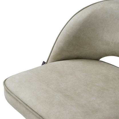 Eichholtz Cliff Bar Stool, Mayer Silver, Grey Piping, Black And Brass Swivel Base (A119447)