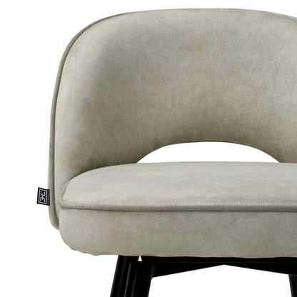 Eichholtz Cliff Counter Stool, Mayer Silver, Grey Piping, Black And Brass Legs (A119448)