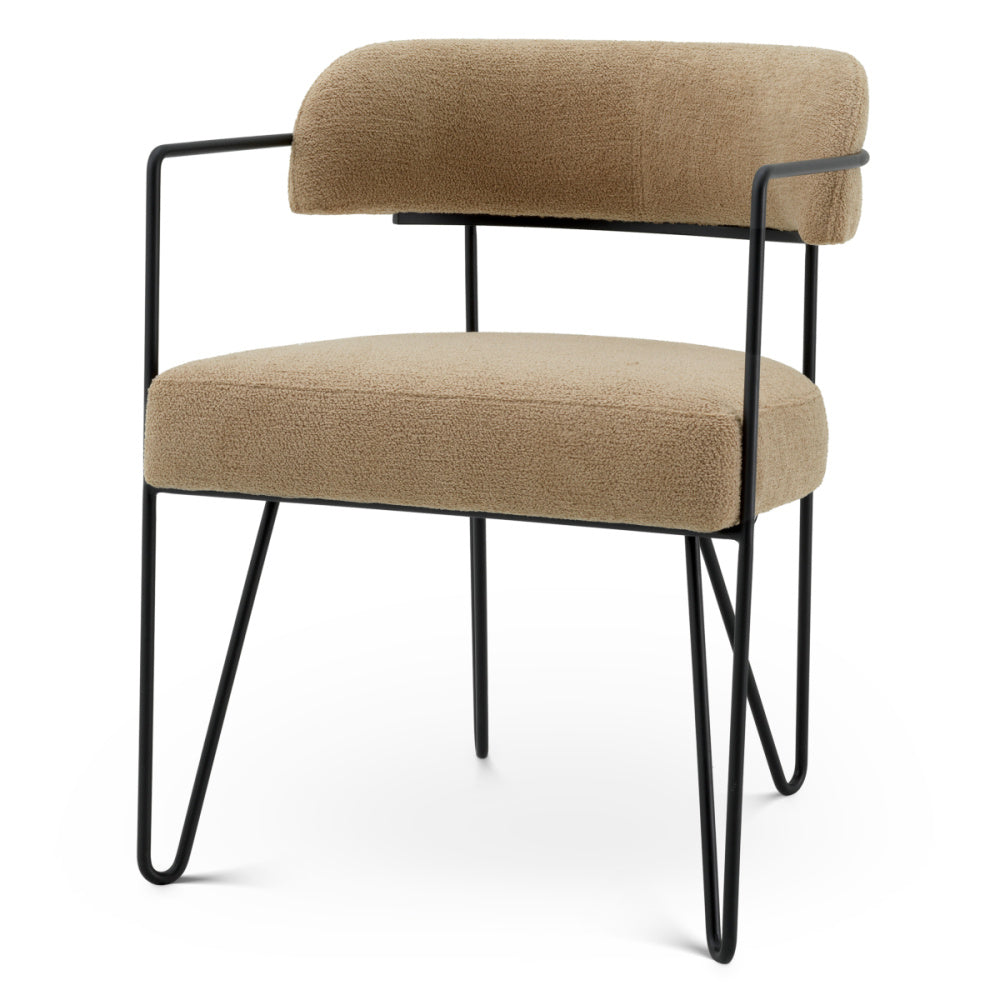 Eichholtz Giuseppe Dining Chair, Trenton Beige, Black Legs (A119488)