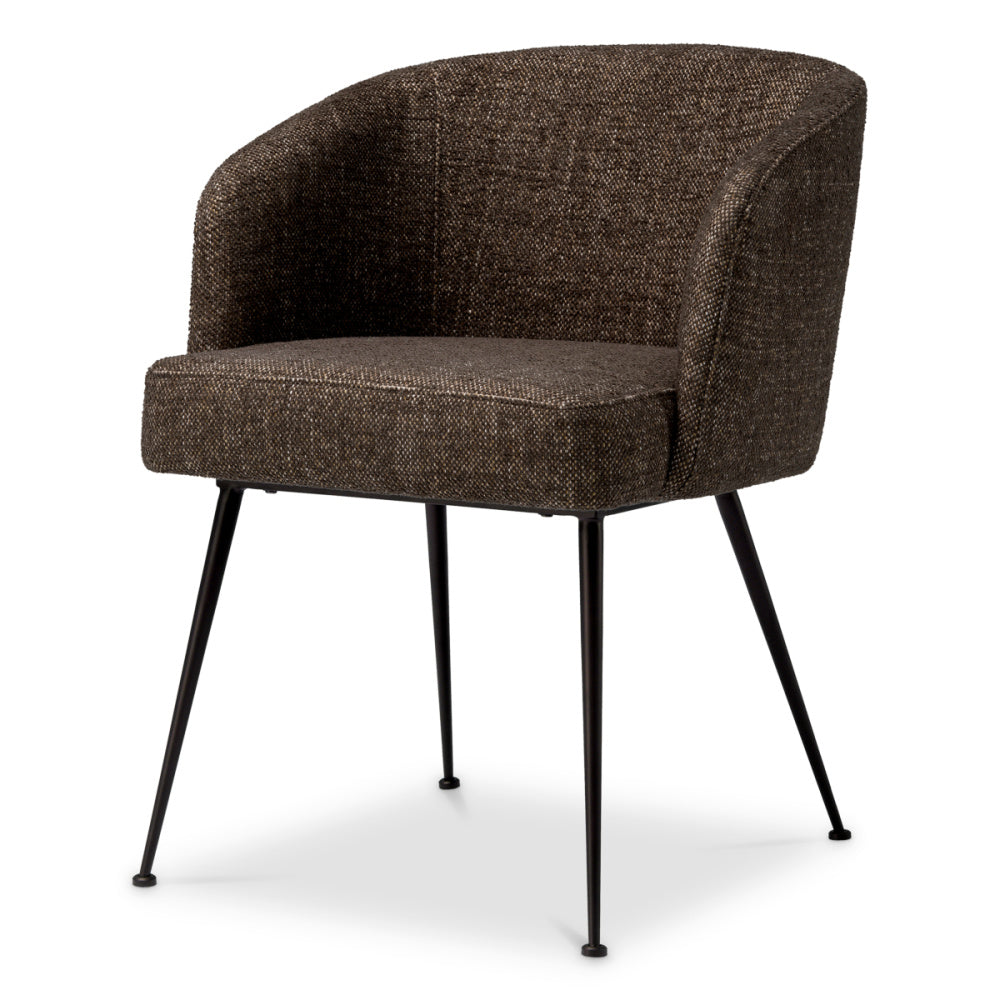 Eichholtz Aiden Dining Chair, Renato Brown, Black Legs, Stain Resistance (A119505)
