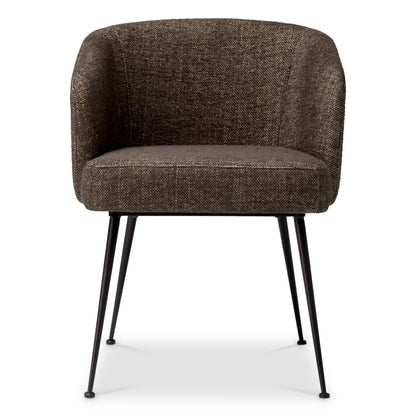 Eichholtz Aiden Dining Chair, Renato Brown, Black Legs, Stain Resistance (A119505)