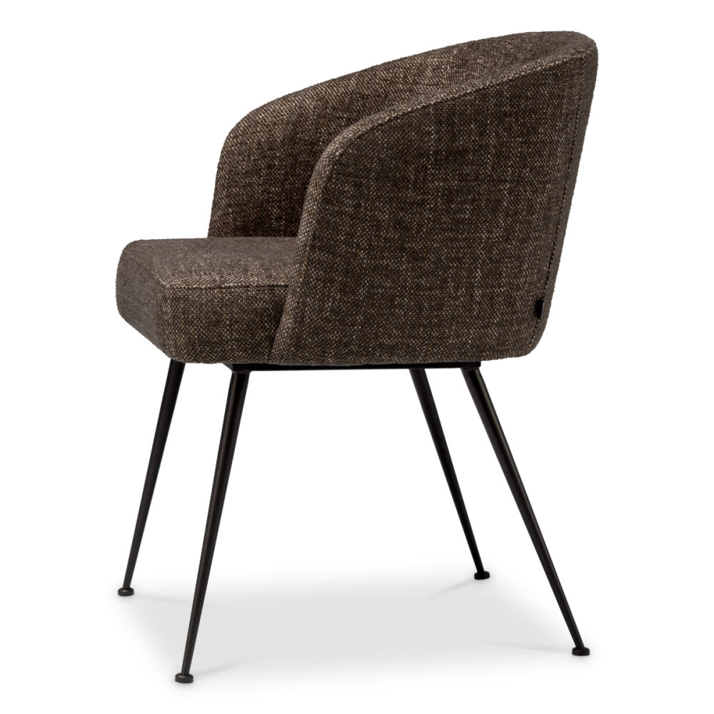 Eichholtz Aiden Dining Chair, Renato Brown, Black Legs, Stain Resistance (A119505)