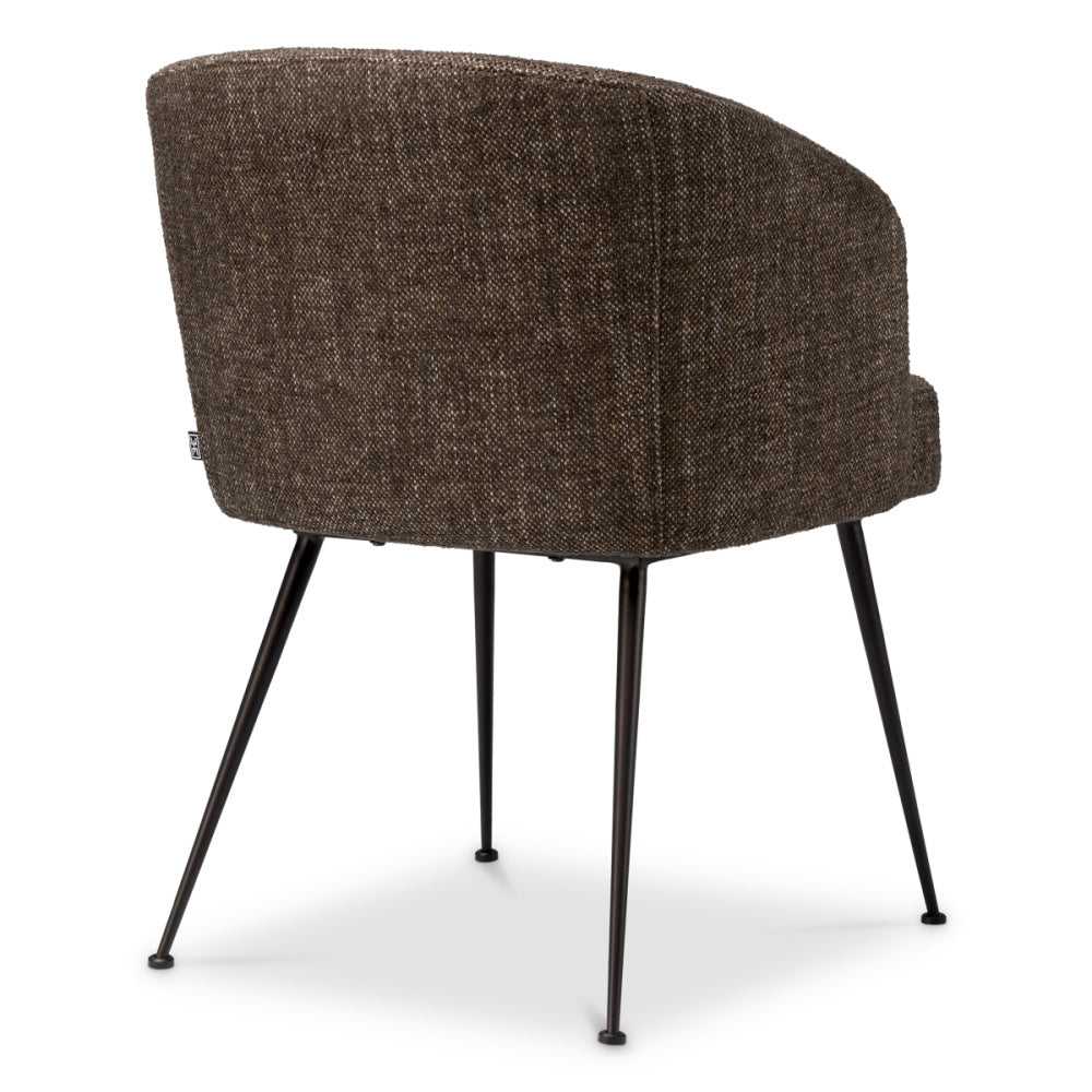 Eichholtz Aiden Dining Chair, Renato Brown, Black Legs, Stain Resistance (A119505)