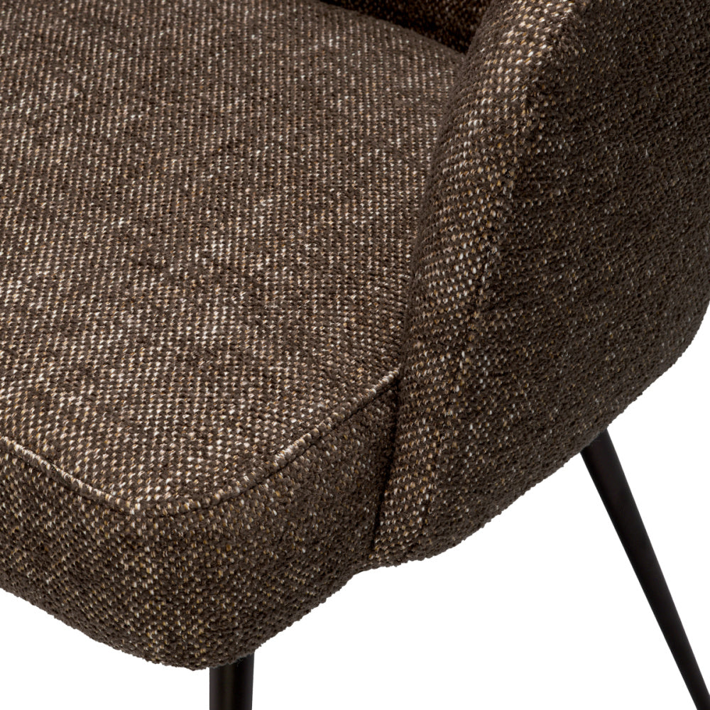 Eichholtz Aiden Dining Chair, Renato Brown, Black Legs, Stain Resistance (A119505)