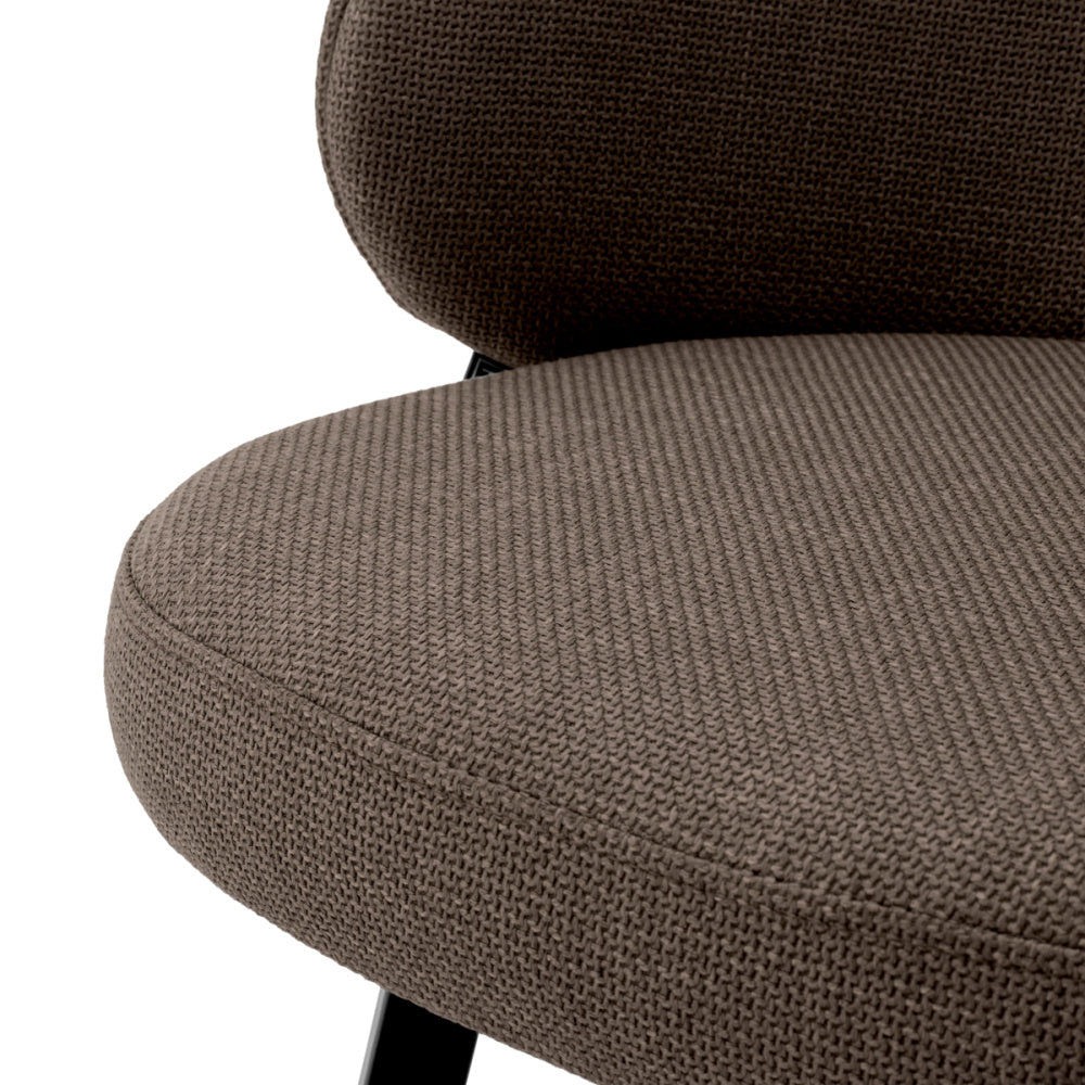 Eichholtz Camerota Bar Stool, Scalea Grey, Black Wooden Back, Black Legs, Swivel Base (A119537)