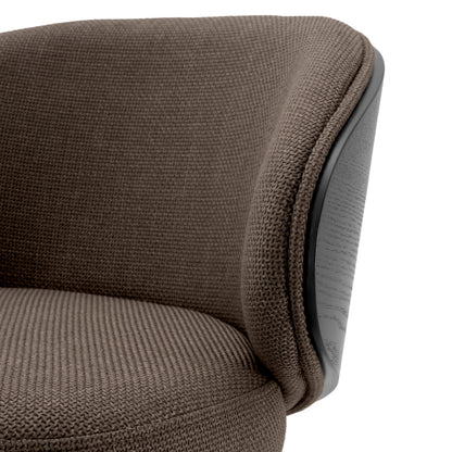 Eichholtz Camerota Bar Stool, Scalea Grey, Black Wooden Back, Black Legs, Swivel Base (A119537)