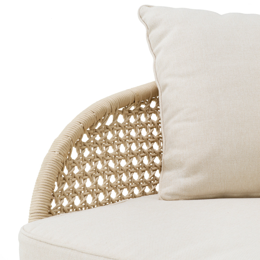 Eichholtz Trinity Outdoor Sofa, Viola Sand, Natural Teak, Cream Rope (A119559)