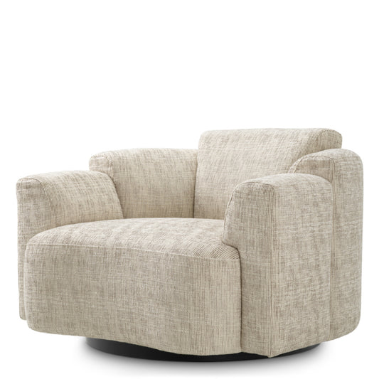 Eichholtz Marbella Swivel Chair, Creststone Beige, Black Swivel Base (A119785)