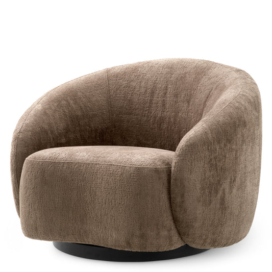 Eichholtz Amore Swivel Chair, Avelin Brown, Black Swivel Base (A119810)