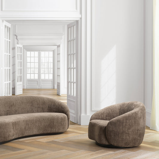 Eichholtz Amore Swivel Chair, Avelin Brown, Black Swivel Base (A119810)