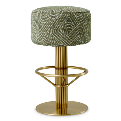 Eichholtz Carleton Bar Stool, Brushed Brass, Camari Green, Swivel Base (A120167)