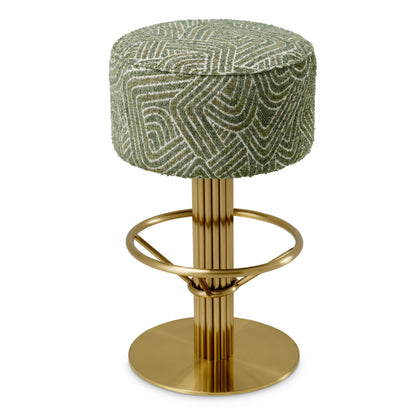 Eichholtz Carleton Bar Stool, Brushed Brass, Camari Green, Swivel Base (A120167)