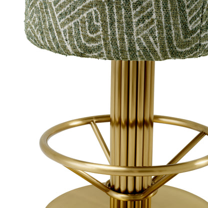 Eichholtz Carleton Bar Stool, Brushed Brass, Camari Green, Swivel Base (A120167)