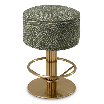 Eichholtz Carleton Counter Stool, Brushed Brass, Camari Green, Swivel Base (A120208)