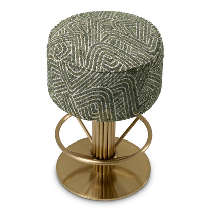 Eichholtz Carleton Counter Stool, Brushed Brass, Camari Green, Swivel Base (A120208)