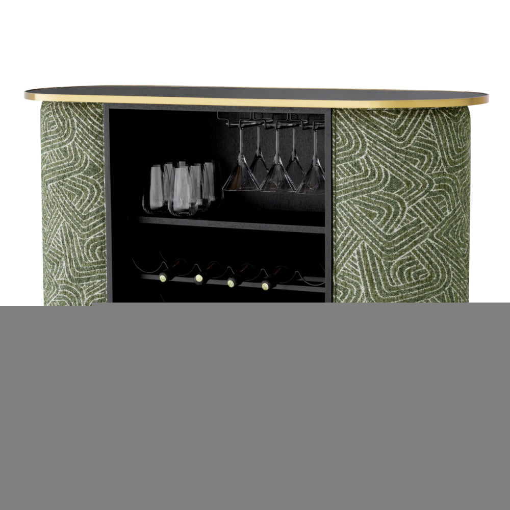Eichholtz Matthew Bar, Brushed Brass, Black Glass, Camari Green (A120245)