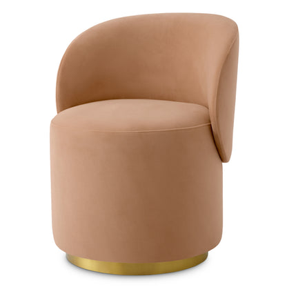 Eichholtz Greer Dining Chair, Savona Camel, Brushed Brass Swivel Base (A120614)